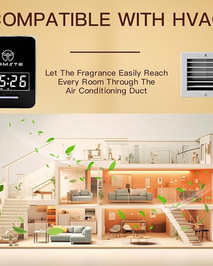 Namste Smart Waterless Diffuser HVAC Scent Machine with Clock & Bluetooth Control 3000 Sq.Ft - Essential Oil Level Monitoring 300ML Diffusers Cold Air Tech for Large Room Home Office Aromatherapy