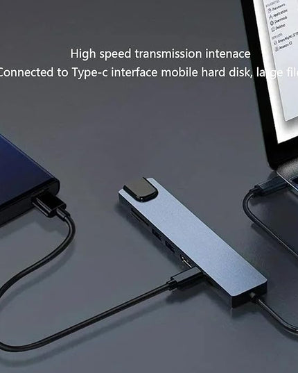 USB C Hub – Type C 8 in 1 Docking Station Adapter | 4K 100Mbps Ethernet USB Card Reader Function Hub | Laptop Tablet Expansion Solution for Office Work Travel and Daily Use