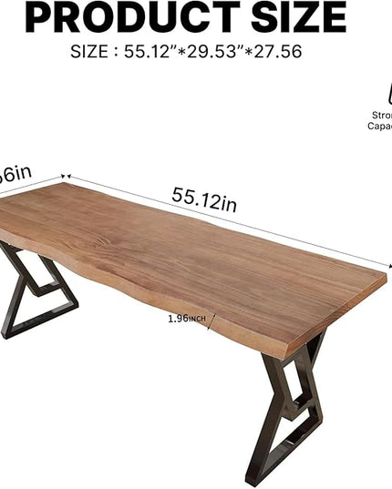 Solid Wood 55-inch Computer Desk - Large Office Desk for Home Office, Modern and Simple Design, Industrial Executive Work Table, Steady Home Office Bedroom Furniture for Study Reading Writing Dining