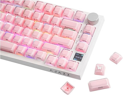 EPOMAKER Lusterfly Jelly Keycaps Set - 123 Keys Double-Shot Laser Engraved, MDA Profile, ABS+PC, Non-Shine-Through, MX-Compatible for 61/68/84/87/98/100/104-Key Mechanical Keyboard (Pink)