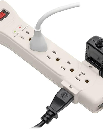 Tripp Lite 7 Outlet Surge Protector Power Strip, 15ft. Extra Long Cord, Right Angle Plug, Fax/Modem Protection, RJ11, $75K Insurance & Manufacturer's Warranty (SUPER7TEL15)