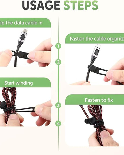 Data Cable Organizer, 2025 New Silicone Cable Ties Cable Management Organizer, 106mm Reusable Cord Organizers, Colorful Wire Organizers for Cords (10)