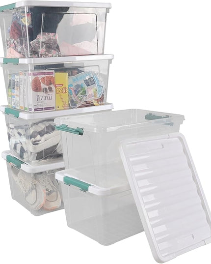 Xyskin 35 Quart Clear Large Storage Box, Plastic Storage Bins, Set of 6
