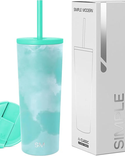 Simple Modern Classic Tumbler with Lid and Straw | Insulated Iced Coffee Cup Reusable Stainless Steel Water Bottle Travel Mug | Gifts for Women Men Her Him | 24oz | Ocean Tide