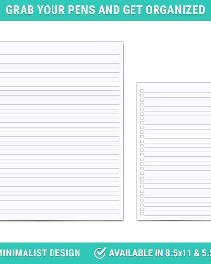 321Done Checklist Notepad Planning Pad - 50 Sheets (5.5x 8.5) To Do Tear Off, Checkbox List - Made in USA - Blank Plain White