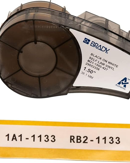 Brady Authentic (M21-1500-427) Self-Laminating Wire Wrap for Control and Electrical Panels, Datacom Cables, Black on White- For M210, M210-LAB, M211, BMP21-PLUS and BMP21-LAB Printers, 1.5" W 14' L