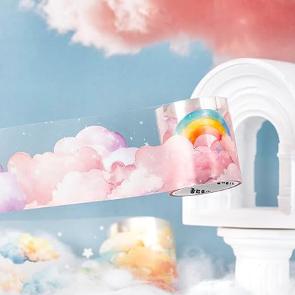 AuriicLeaf Dreamy Cloudscape PET Tape Set, 6 Rolls of Sky-Themed Stickers for Scrapbooking, Junk Journaling, DIY Crafts, and Art Supplies