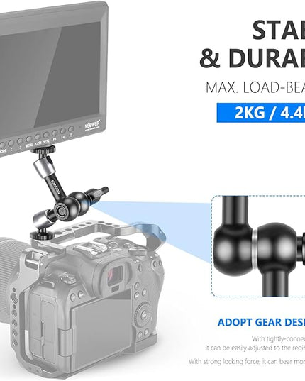 NEEWER 5.9"/15cm Adjustable Friction Magic Arm with 1/4" Screw on Both Ends, Compatible with SmallRig Cage, Flash/LED Light/Microphone/Monitor/SuperClip, Max Load 4.4lb/2kg, ST15