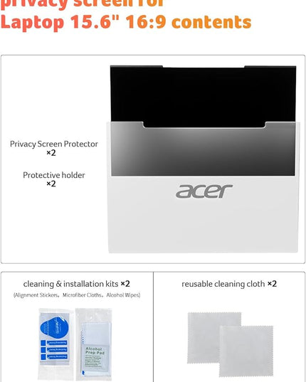 acer 2-Pack Laptop Privacy Screen - for Laptop 15.6 Inch 16:9, Magnetic & Removable Privacy Filter Shield, Anti-Glare Screen Protector, Dual-sided Monitor Shield, For HP, Dell and Other Major Brands