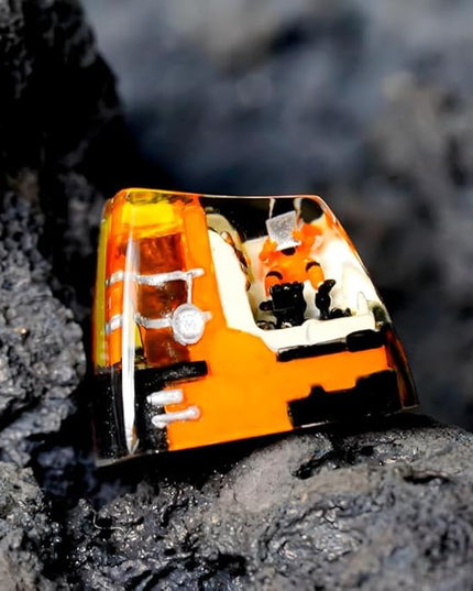 Astronaut Custom Artisan Keycap with Orange Spaceship R1 SA Profile Astronauts Keycaps 1U ESC Handmade Gaming Resin Key Cap Cherry MX Switch Compatible Mechanical Keyboard Space Lover Gift