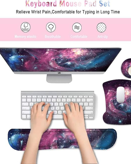 Lateefah Mouse Pad with Wrist Rest, 3-in-1 Gaming Mouse Pad, Keyboard Wrist Rest, Ergonomic Memory Foam Mousepad with Wrist Support for Computer Keyboard