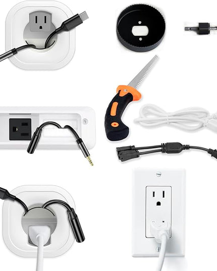 in Wall Cable Management Kit for TV & Soundbar - Cord Hiding for Wall, Hide TV Wires When Mounting, Includes Power & Low Voltage Cable Management, Includes Hole Saw Drill Attachment for Install