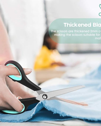 3-Pack 8" Heavy Duty Scissors with Ultra Sharp Blades and Comfort Grip Handles - For Office, Home, School, Sewing, and Crafts