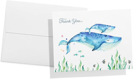 Twigs Paper Thank You Card Set - 12 Assorted Greeting Cards For All Occasions - Thank You Cards with Envelopes - Appreciation Cards - Eco Friendly - Made In USA - 5.5 x 4.25 Inch Size - Ocean Themed