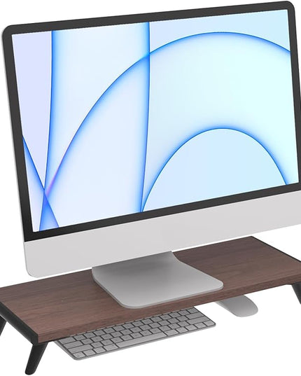 loukin Monitor Stand Riser for Desk, 22.4" x 8.3" Larger Computer Stand for Laptop, PC, Printer, Sturdy Desktop Computer Shelf with Non-Skid Rubber, Home Office (Brown)