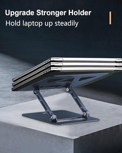 Adjustable Laptop Stand for Desk,Portable Laptop Stand Holder and Riser,Foldable Aluminum Notebook Computer Stands for MacBook Air Pro HP Lenovo Dell Samsung Chromebook, 10-15.6 inch,Navy Blue