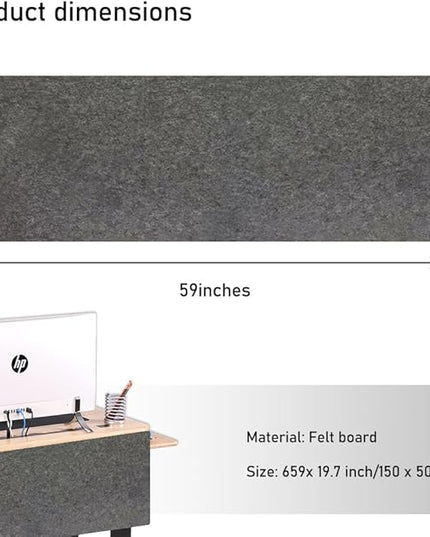 VOVCIG Under Desk Privacy Panel,59 x 19.7 inch Felt Board Modesty Panel is Suitable for Office Desk Cover Skirts, Opaque and Easy to Install