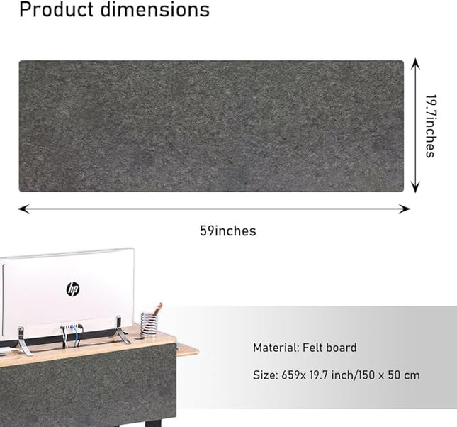 VOVCIG Under Desk Privacy Panel,59 x 19.7 inch Felt Board Modesty Panel is Suitable for Office Desk Cover Skirts, Opaque and Easy to Install