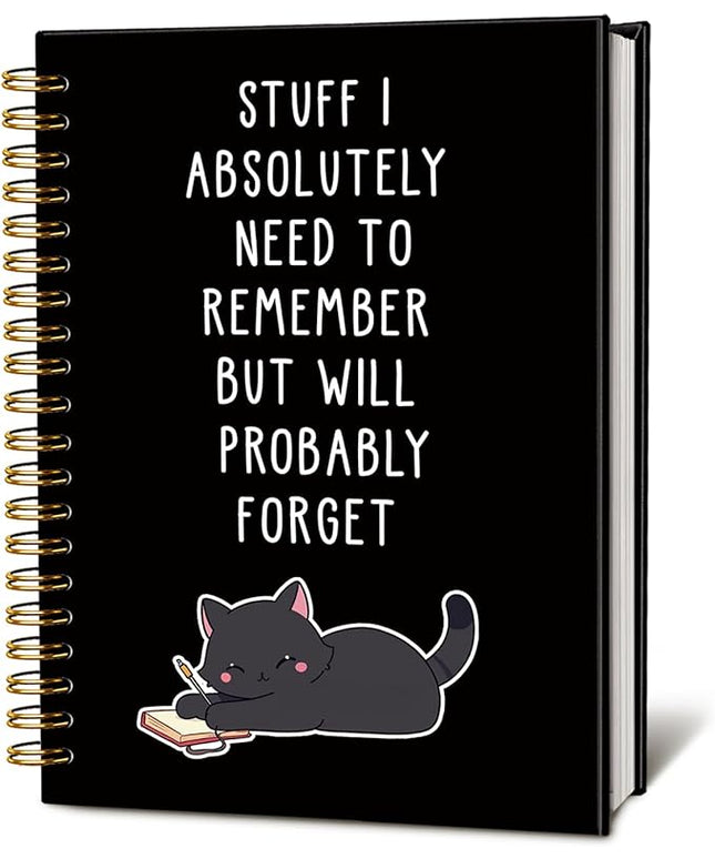 LIANGW Funny Black Cat Spiral Notebook Journal, Black Cat Lovers Gifts Journal for Writing, Pet Cats Mom Lady Owner Gifts, Cats School Office Stuff Supplies, 5.5x8.3 Inch