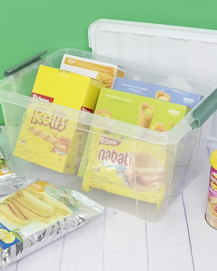 Gloreen 14 Quart Clear Storage Bins with Lid, Multipurpose Plastic Latch Box, 6 Packs