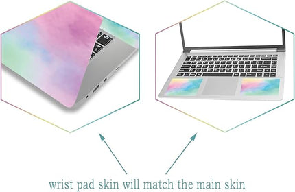 Laptop Skin Sticker Decal,12" 13" 13.3" 14" 15" 15.4" 15.6 inch Laptop Vinyl Skin Sticker Cover Art Protector Notebook PC (2 Wrist Pad Skins Included), Decorative Waterproof Removable, Watercolor