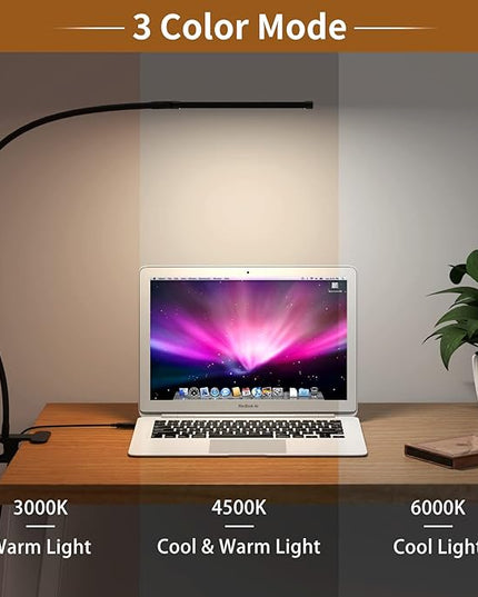 iZELL Desk Light [2-Pack] LED Desk Lamp with Clamp [77 LEDs with 3 Color Modes & 10 Brightness Levels] Flexible Gooseneck Book Light, Easy Clip-on Reading Light