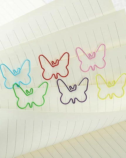 60 Pcs Cute Creative Colorful Butterfly Shape Metal Paperclips for Office & Personal Use. (6 Colors, Each Color 10 Pcs)