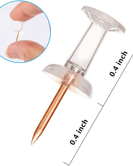 Yalis Push Pins 600 Count, Standard Rose Gold Pins Clear Thumb Tacks Steel Point and Clear Plastic Head (Rose Gold)