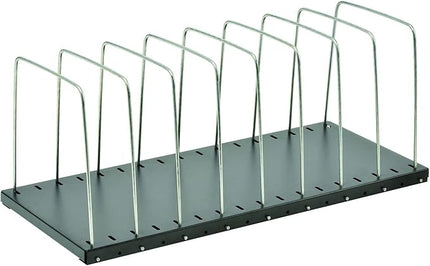 MMF Industries STEELMASTER Adjustable Desk File Organizer Rack | 8 Compartments | Wire Dividers | Black | Scratch & Chip-Resistant Finish | Non-slip Padded Feet | Office Organization