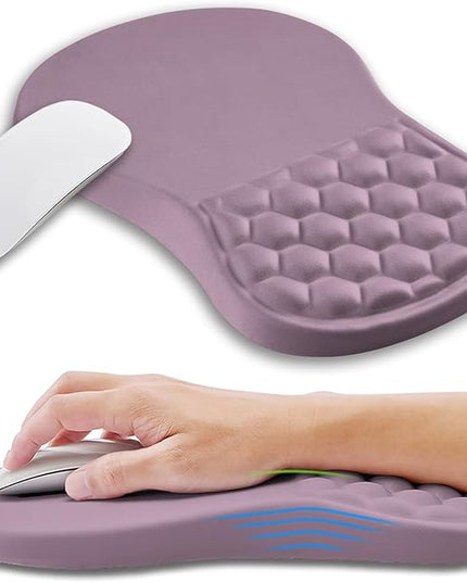 Ergonomic Mouse Pad Wrist Support with Memory Foam Massage Bulge, Carpal Tunnel Pain Relief Mousepad Wrist Rest for Mouse(12x8 inch, Purple)