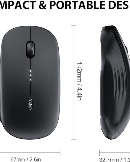 INPHIC M1 II Wireless Mouse Bluetooth, 80g Tri-Mode (Bluetooth 5.0/4.0+USB) Computer Mouse, Visible Battery Leval, Type-C Charging, for Windows/PC/Mac/Tablet/Laptop - Black