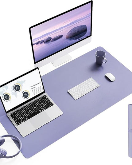 YSAGi Non-Slip Leather Desk Pad L Size, Waterproof Laptop Computer Desk Keyboard Mat, Table Protector Blotter Mat, Large Mouse Pad for Office/Work/Home/Decor(Lavender, 35.4" x 17")