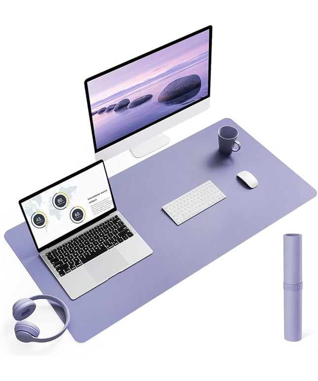 YSAGi Non-Slip Leather Desk Pad L Size, Waterproof Laptop Computer Desk Keyboard Mat, Table Protector Blotter Mat, Large Mouse Pad for Office/Work/Home/Decor(Lavender, 35.4" x 17")