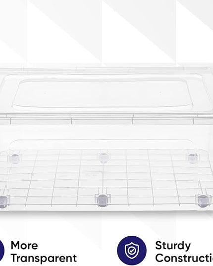Superio Storage Bins with Lids- Clear Boxes for Organizing, Stackable Plastic Containers- BPA Free, Non-Toxic, Odor Free, Organizer for Home, Office, Dorm (6 Pack, 60 Qt (Wheeled))