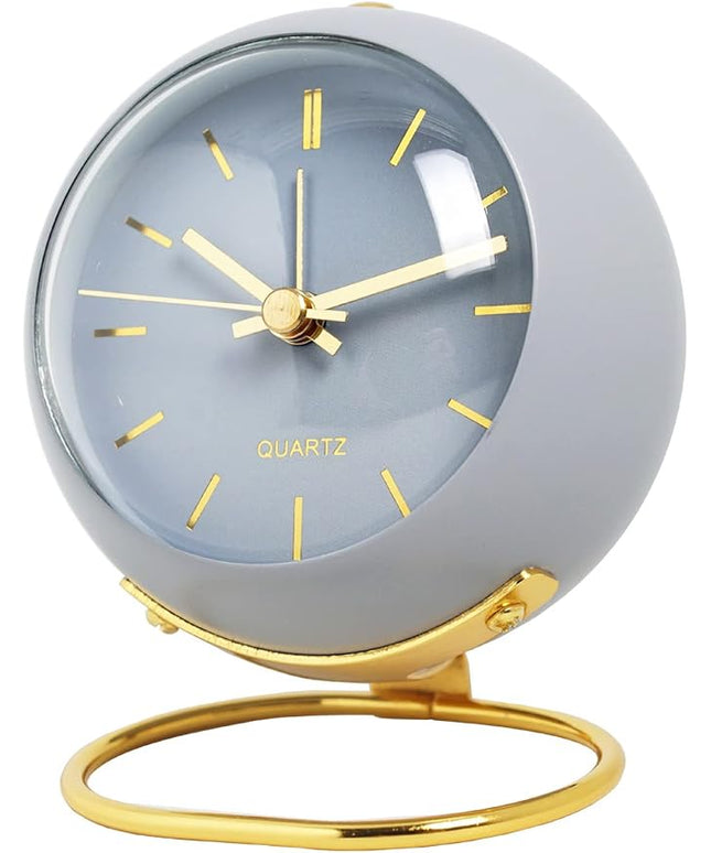 SHISEDECO Small Tableclocks Classic Non-Ticking Tabletop Alarm Clock with Night Light, Battery Operated Deskclock with HD Glass for Living Room Bedroom Bedside Indoor Decor (RN-Blue)