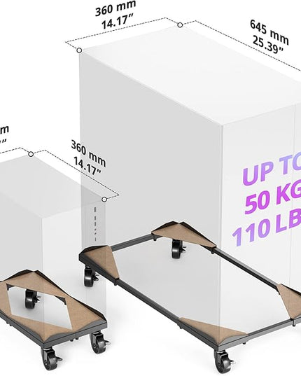 PC Tower Stand – Metal Frame – Adjustable Width and Length – 4 Locking Wheels – Cork Pads – Computer Tower Stand for ATX – Easy Assembly – Wide Size Range – Computer Cart – CPU Holder