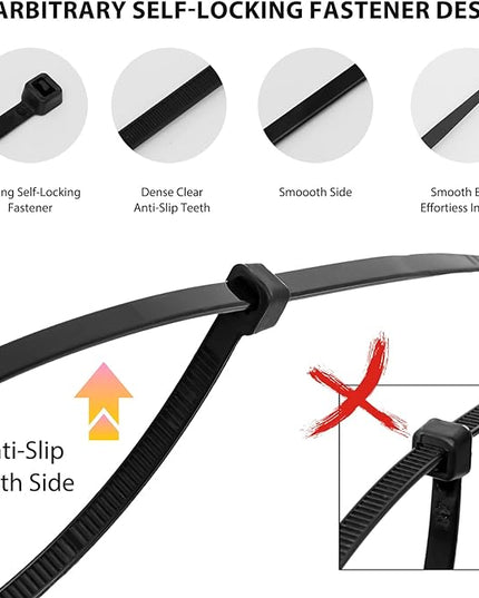 Cable Zip Ties,400 Pack Black Assorted Sizes 12+8+6+4 Inch,Multi-Purpose Self-Locking Nylon Cable Cord Management,Plastic Wire Ties for Home,Office,Garden,Workshop. By HAVE ME TD