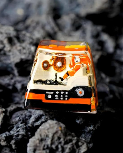 Astronaut Custom Artisan Keycap with Orange Spaceship R1 SA Profile Astronauts Keycaps 1U ESC Handmade Gaming Resin Key Cap Cherry MX Switch Compatible Mechanical Keyboard Space Lover Gift