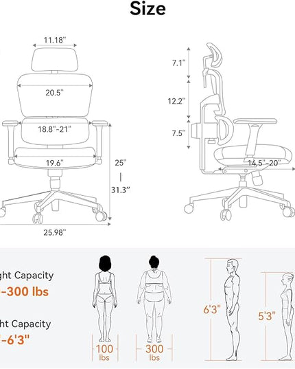Newtral Office Chair Ergonomic - Home Office Desk Chair, Big and Tall Office Chair, Auto-Following Lumbar Support for Back Pain, Adjustable Seat Depth and Height (No Footrest, Black)