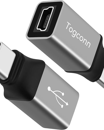 Mini USB to USB C Adapter 2 Pack, Mini USB (Female) to USB Type-C (Male) Converter Connector,Support Charging & Data Transfer Compatible with Samsung Galaxy S10/S9, Note 9/8 and More USB Type-C device