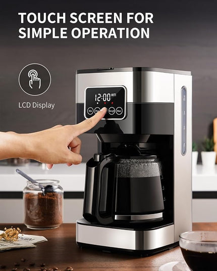 SHARDOR 10-Cup Programmable Coffee Maker, Regular & Strong Brew Drip Coffee Machine for Home and Office, Auto Shut Off, Permanent Filter, Silver