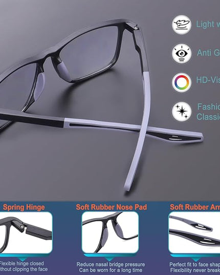 BLOEXCLU 4 Pack Progressive Multifocus Reading Glasses for Men Women TR90 Sports Style Anti-Blue Light Computer Readers