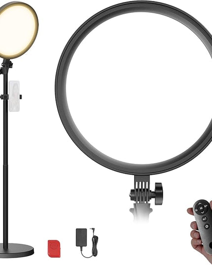 NEEWER Basics 12" 24W Large Ring Light with 68" Stand/Phone Holder/Remote for iPhone Video Recording Selfie Streaming Makeup Studio Photography, 3000K-6500K CRI98 Full Screen LED Panel Lighting, BR13