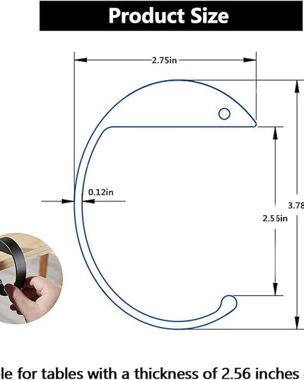 KISOY 2PCS C Shape Purse Hook for Table Handbag Hanger for Desk Heavy Duty Purse Hook Bag Holder Made of high-Strength Alloy Materials Hanger Various Heavy Items Desk Hook (C Shape(2 Black))
