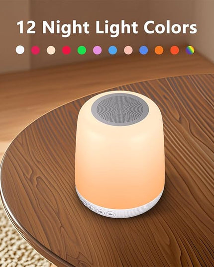 White Noise Sound Machine for Sleep Portable Sound Machine with 30 Soothing Sounds 12 Night Light Colors 4 Timer Sleep Machine for Baby Adults, Smart App Control, Touch Control