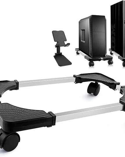 Seloom Computer Tower Stand, PC Stand, Adjustable Mobile CPU Stand with Rolling Wheels, PC Tower Stand for Floor Carpet Gaming PC Case, PC Riser for Gamers and Students