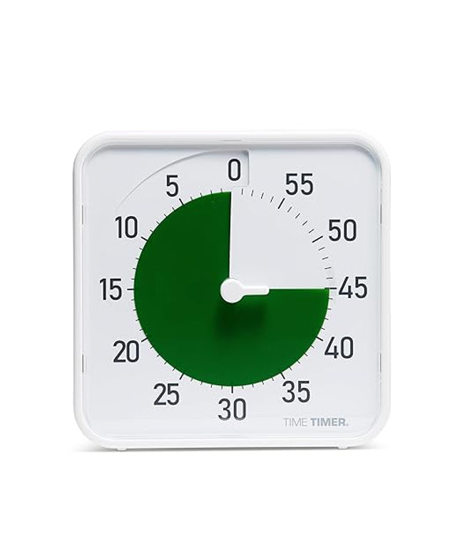 Time Timer Original 8" Visual Countdown Timer – Medium 60-Minute Silent Classroom Visual Timer for SEL, Emotional Regulation, Focus, Calm Transitions, ADHD, Autism – (Green & White)
