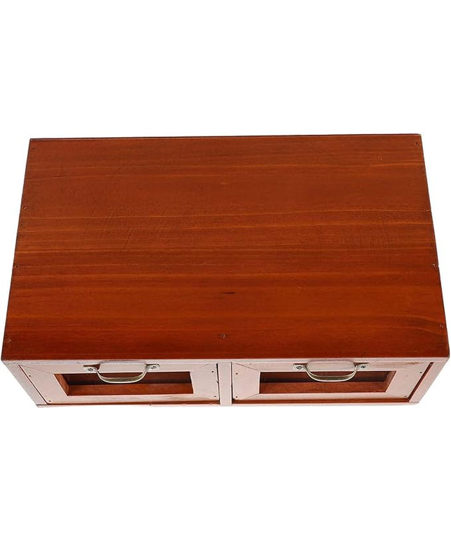 Wooden Monitor Stand Riser with Acrylic Drawers Desk Storage Organizer Desktop Shelf for Home Office Workspace Computer Accessories