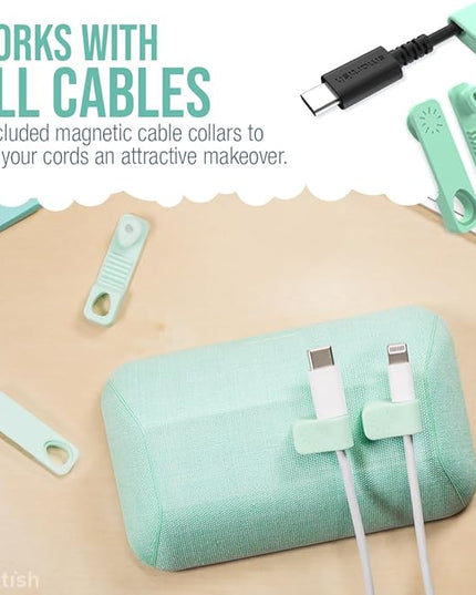Smartish® Magnetic Cord Holder - Bigger Cable Wrangler Stocking Stuffer Organizer with Magnet Clips for Charger Management on Desktop, Nightstand - Holds 6+ Cables - Teal Me More