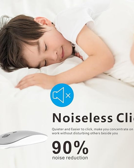 HOTDREAM Bluetooth Rechargeable Mouse for iPad Air/iPad Pro/Laptop/Tablet/iPhone/PC, (Not for Mac,MacBook) Silver